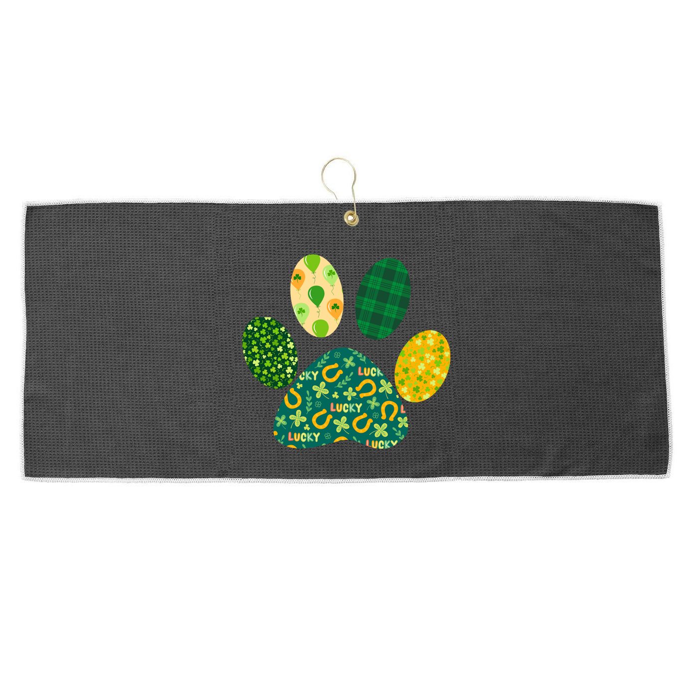 Cute Funny St Patrick's Day Patterns Pet Animal Paw Large Microfiber Waffle Golf Towel
