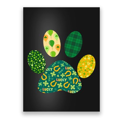 Cute Funny St Patrick's Day Patterns Pet Animal Paw Poster