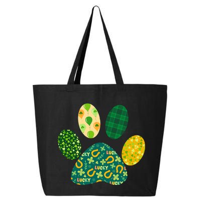 Cute Funny St Patrick's Day Patterns Pet Animal Paw 25L Jumbo Tote