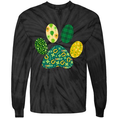 Cute Funny St Patrick's Day Patterns Pet Animal Paw Tie-Dye Long Sleeve Shirt