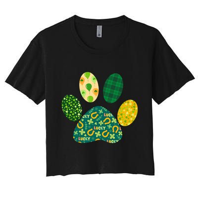 Cute Funny St Patrick's Day Patterns Pet Animal Paw Crop Top