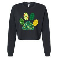 Cute Funny St Patrick's Day Patterns Pet Animal Paw Cropped Pullover Crew