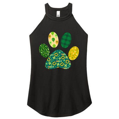Cute Funny St Patrick's Day Patterns Pet Animal Paw Women's Perfect Tri Rocker Tank