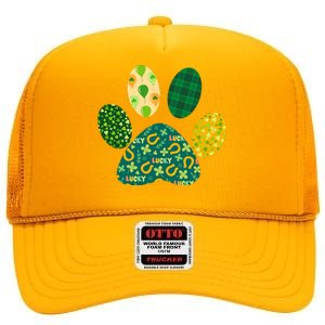 Cute Funny St Patrick's Day Patterns Pet Animal Paw High Crown Mesh Back Trucker Hat