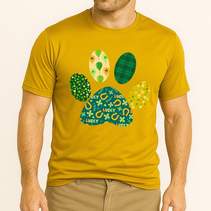 Cute Funny St Patrick's Day Patterns Pet Animal Paw Cooling Performance Crew T-Shirt