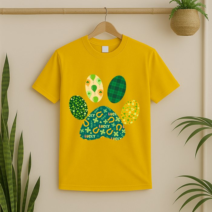 Cute Funny St Patrick's Day Patterns Pet Animal Paw T-Shirt