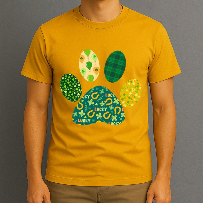Cute Funny St Patrick's Day Patterns Pet Animal Paw T-Shirt