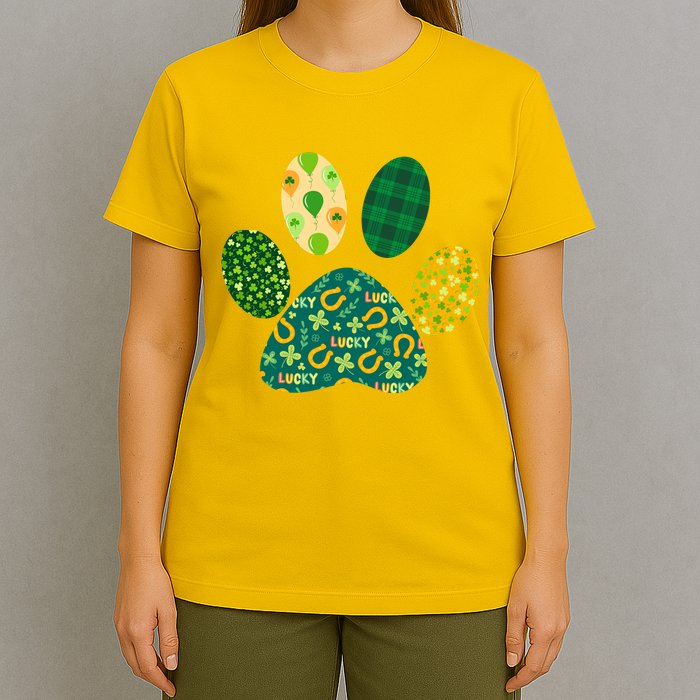 Cute Funny St Patrick's Day Patterns Pet Animal Paw T-Shirt