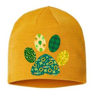 Cute Funny St Patrick's Day Patterns Pet Animal Paw Sustainable Beanie