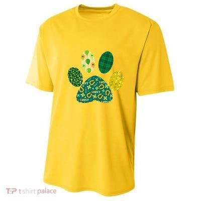 Cute Funny St Patrick's Day Patterns Pet Animal Paw Youth Performance Sprint T-Shirt