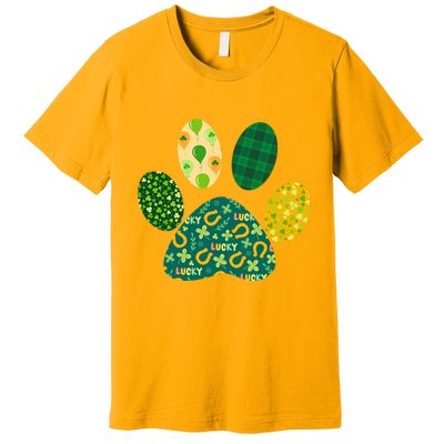 Cute Funny St Patrick's Day Patterns Pet Animal Paw Premium T-Shirt