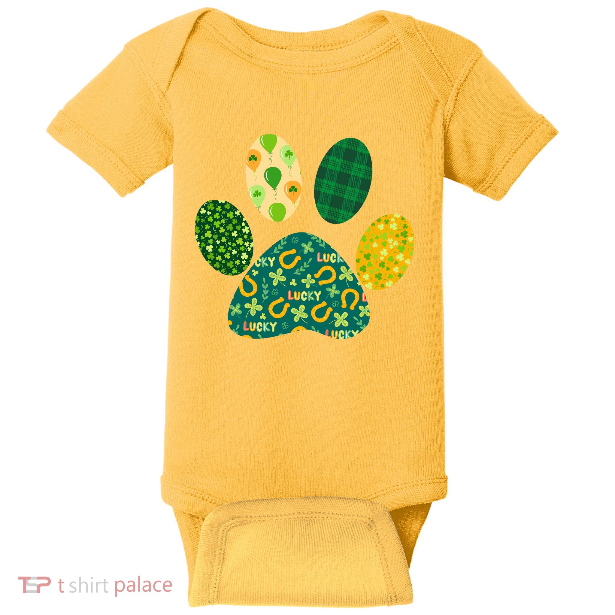 Cute Funny St Patrick's Day Patterns Pet Animal Paw Baby Bodysuit