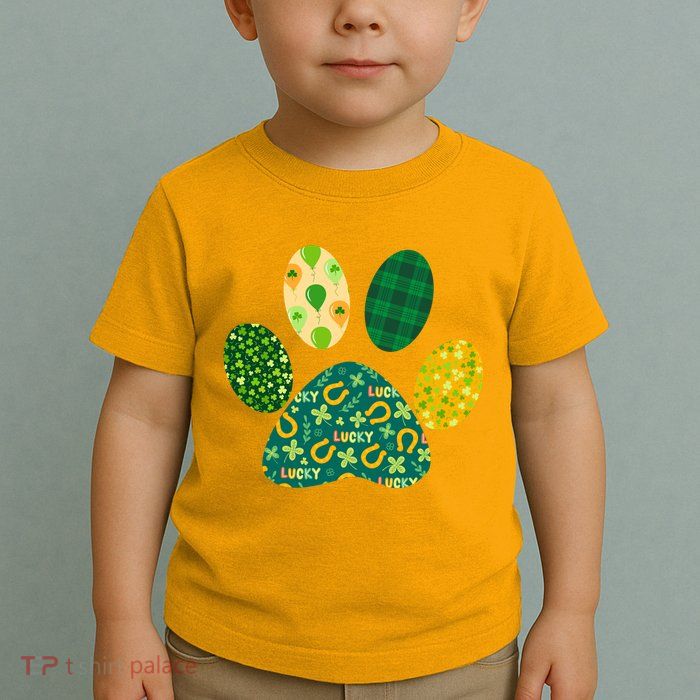 Cute Funny St Patrick's Day Patterns Pet Animal Paw Toddler T-Shirt