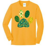 Cute Funny St Patrick's Day Patterns Pet Animal Paw Kids Long Sleeve Shirt