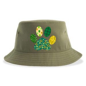 Cute Funny St Patrick's Day Patterns Pet Animal Paw Sustainable Bucket Hat