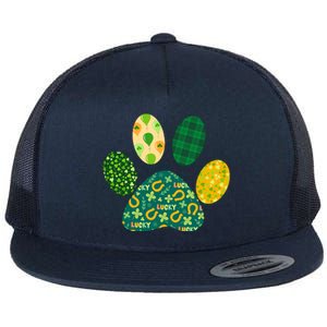 Cute Funny St Patrick's Day Patterns Pet Animal Paw Flat Bill Trucker Hat