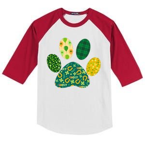 Cute Funny St Patrick's Day Patterns Pet Animal Paw Kids Colorblock Raglan Jersey