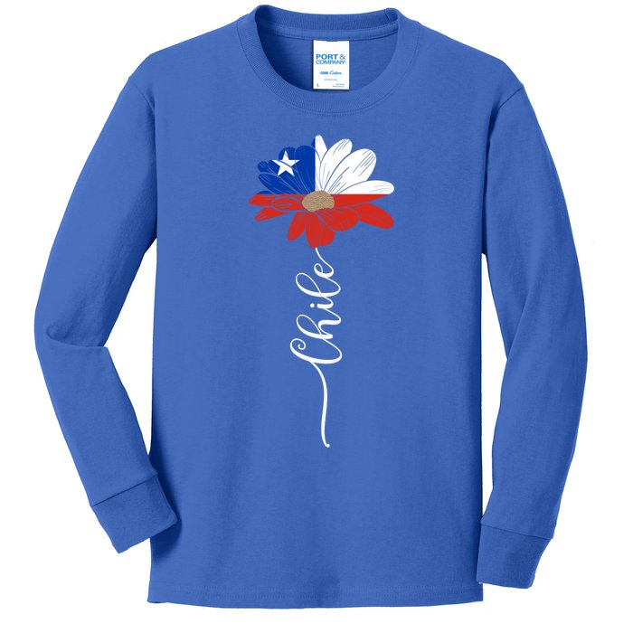 Chile Flag Sunflower Vintage Chileans Lover Taiwan Gift Kids Long Sleeve Shirt