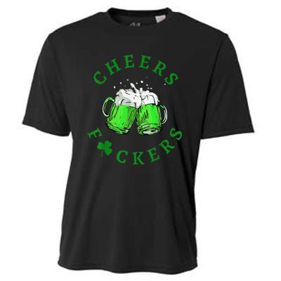 Cheers Fuckers St Patricks Day Beer Drinking Cooling Performance Crew T-Shirt