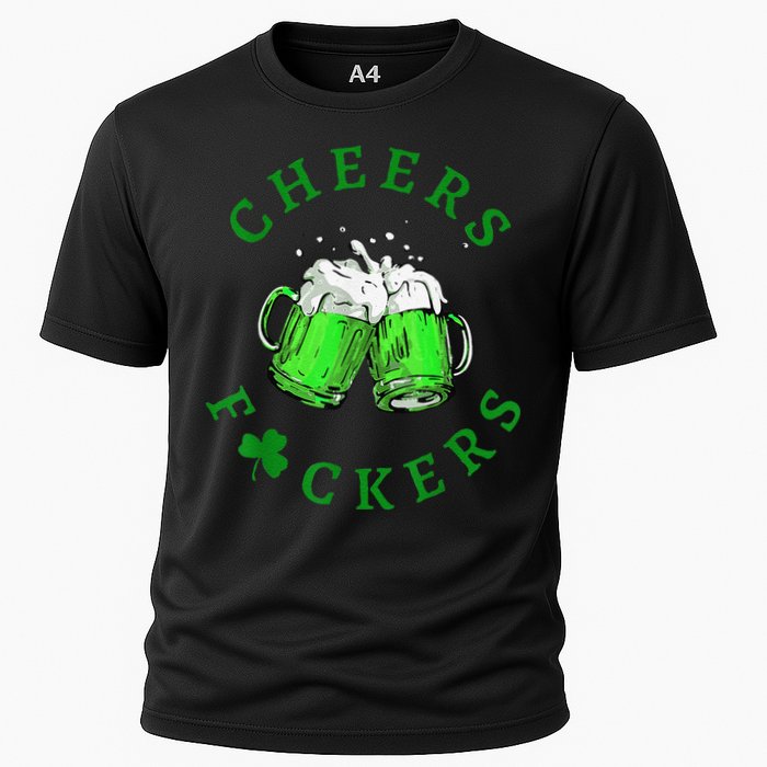 Cheers Fuckers St Patricks Day Beer Drinking Cooling Performance Crew T-Shirt