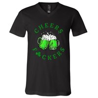 Cheers Fuckers St Patricks Day Beer Drinking V-Neck T-Shirt