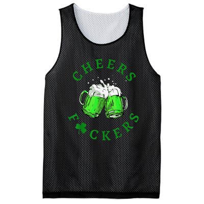 Cheers Fuckers St Patricks Day Beer Drinking Mesh Reversible Basketball Jersey Tank