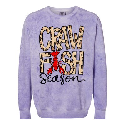 Craw Fish Season Leopard Print Love Crawfish Tee Cute Gift Colorblast Crewneck Sweatshirt