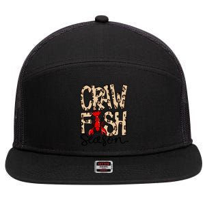 Craw Fish Season Leopard Print Love Crawfish Tee Cute Gift 7 Panel Mesh Trucker Snapback Hat