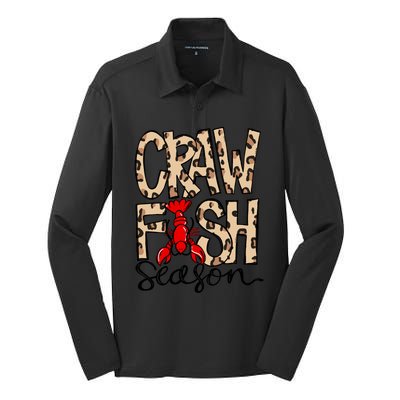 Craw Fish Season Leopard Print Love Crawfish Tee Cute Gift Silk Touch Performance Long Sleeve Polo