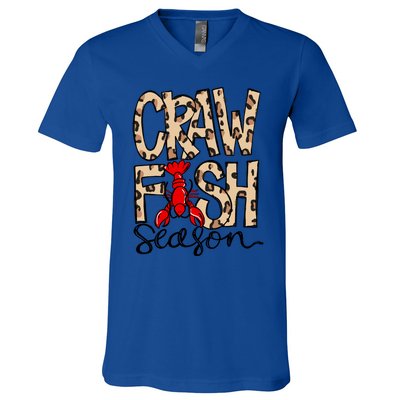 Craw Fish Season Leopard Print Love Crawfish Tee Cute Gift V-Neck T-Shirt