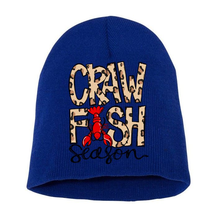 Craw Fish Season Leopard Print Love Crawfish Tee Cute Gift Short Acrylic Beanie