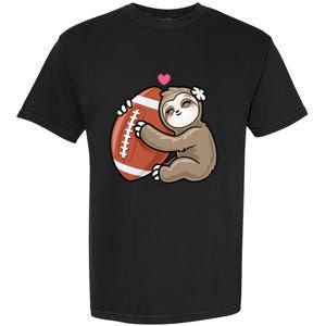 Cute Football Sloth Love American Football Garment-Dyed Heavyweight T-Shirt