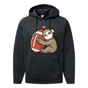 Cute Football Sloth Love American Football Performance Fleece Hoodie