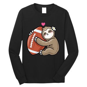 Cute Football Sloth Love American Football Long Sleeve Shirt