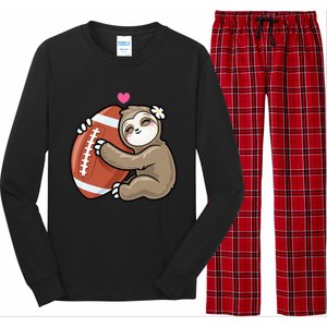 Cute Football Sloth Love American Football Long Sleeve Pajama Set