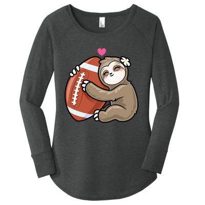 Cute Football Sloth Love American Football Women's Perfect Tri Tunic Long Sleeve Shirt