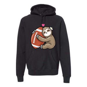 Cute Football Sloth Love American Football Premium Hoodie