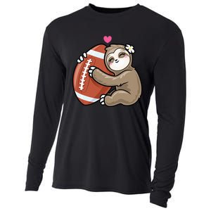 Cute Football Sloth Love American Football Cooling Performance Long Sleeve Crew