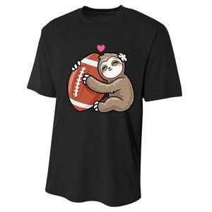 Cute Football Sloth Love American Football Performance Sprint T-Shirt