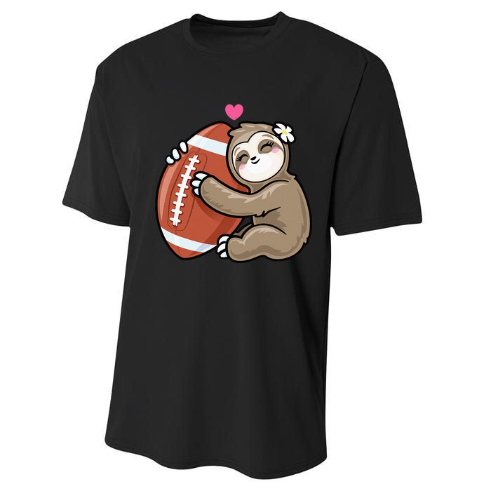 Cute Football Sloth Love American Football Performance Sprint T-Shirt