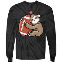 Cute Football Sloth Love American Football Tie-Dye Long Sleeve Shirt