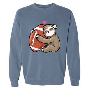 Cute Football Sloth Love American Football Garment-Dyed Sweatshirt