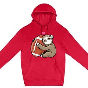 Cute Football Sloth Love American Football Premium Pullover Hoodie