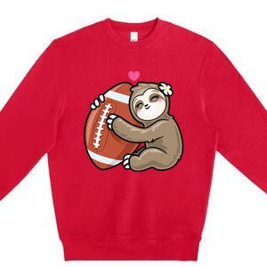 Cute Football Sloth Love American Football Premium Crewneck Sweatshirt