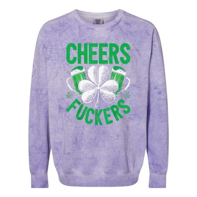 Cheers Fuckers St Patricks Day Beer Drinking Colorblast Crewneck Sweatshirt