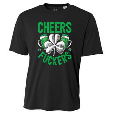 Cheers Fuckers St Patricks Day Beer Drinking Cooling Performance Crew T-Shirt