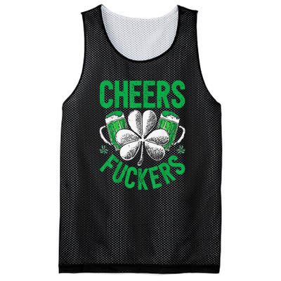 Cheers Fuckers St Patricks Day Beer Drinking Mesh Reversible Basketball Jersey Tank