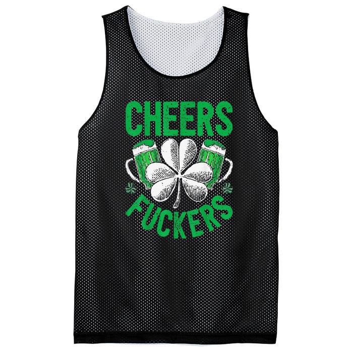 Cheers Fuckers St Patricks Day Beer Drinking Mesh Reversible Basketball Jersey Tank