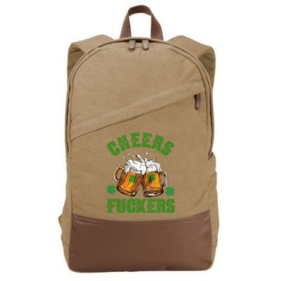 Cheers Fuckers St Patrick's Day Beers Festive Cotton Canvas Backpack