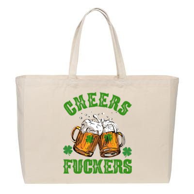 Cheers Fuckers St Patrick's Day Beers Festive Cotton Canvas Jumbo Tote